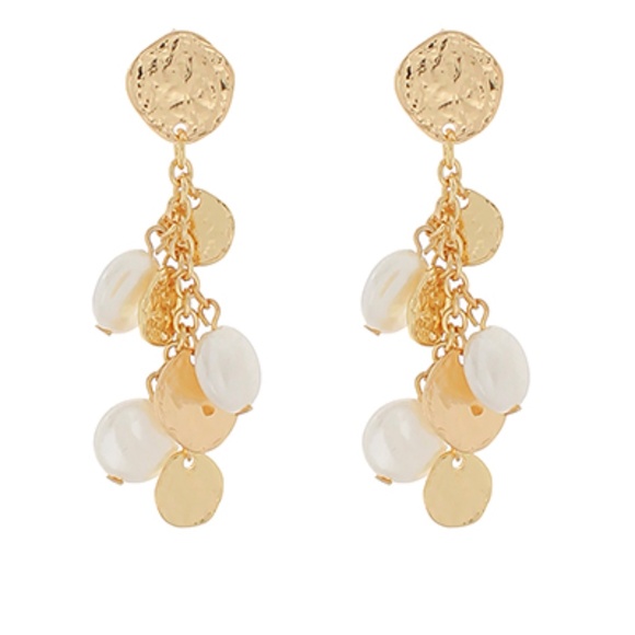 Hammered Disk & Pearl Earrings - Picture 1 of 1